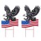 Set of 2 29.75"H Patriotic/ Americana Metal Eagle Silhouette & Flag Yard Stake (KD)
